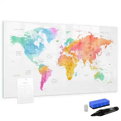 Lavagna magnetica per disegnare motivo mappa del mondo ad acquerello