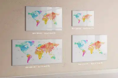 Lavagna magnetica per disegnare motivo mappa del mondo ad acquerello