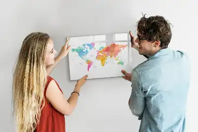 Lavagna magnetica per disegnare motivo mappa del mondo ad acquerello