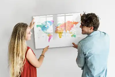 Lavagna magnetica per disegnare motivo mappa del mondo ad acquerello