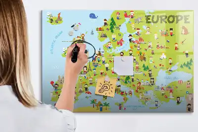 Lavagna magnetica per disegnare mappa del mondo con bandiere