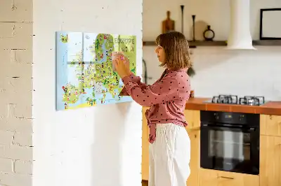 Lavagna magnetica per disegnare mappa del mondo con bandiere
