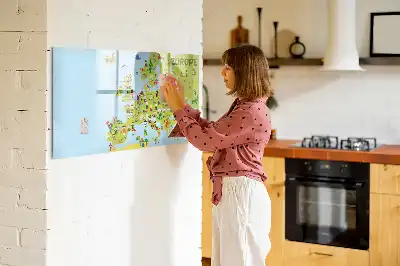 Lavagna magnetica per disegnare mappa del mondo con bandiere