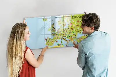 Lavagna magnetica per disegnare mappa del mondo con bandiere