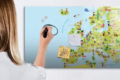 Lavagna magnetica per disegnare mappa del mondo con bandiere