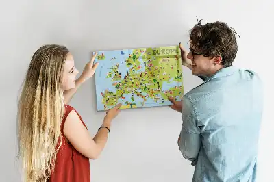 Lavagna magnetica per disegnare mappa del mondo con bandiere