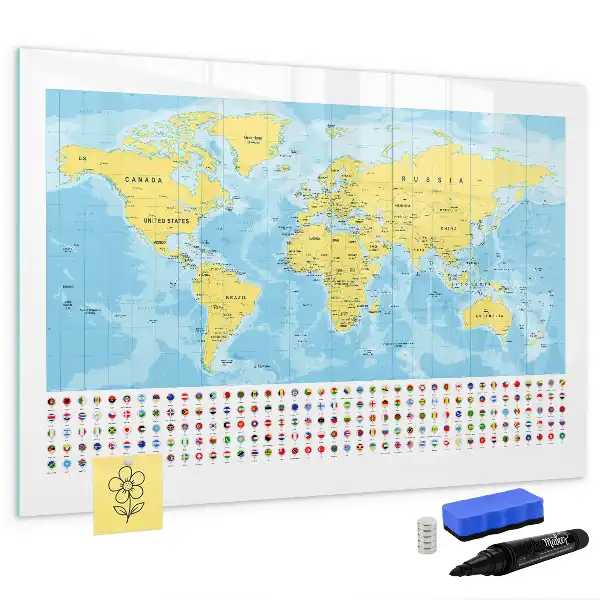 Mappa del mondo lavagna magnetica per scrivere
