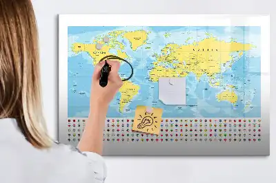 Mappa del mondo lavagna magnetica per scrivere