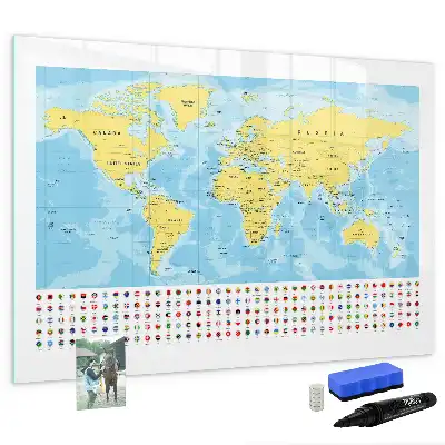 Mappa del mondo lavagna magnetica per scrivere