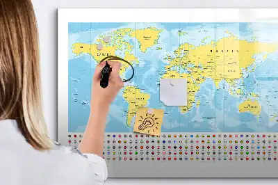 Mappa del mondo lavagna magnetica per scrivere
