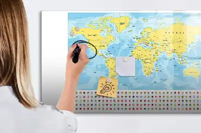 Mappa del mondo lavagna magnetica per scrivere
