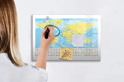 Mappa del mondo lavagna magnetica per scrivere