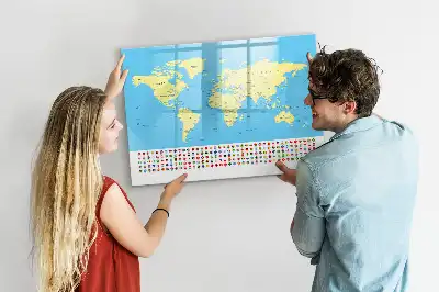 Lavagna magnetica per disegnare mappa del mondo classica