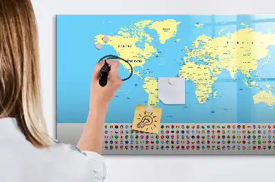 Lavagna magnetica per disegnare mappa del mondo classica