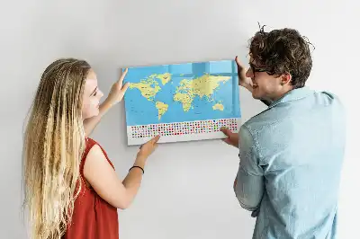 Lavagna magnetica per disegnare mappa del mondo classica