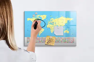Lavagna magnetica per disegnare mappa del mondo classica