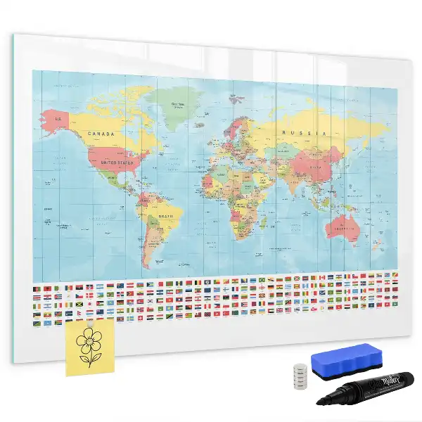 Mappa geografica del mondo lavagna magnetica per scrivere