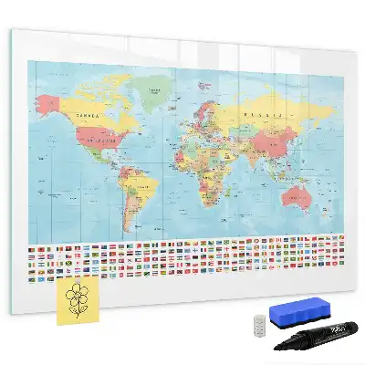 Mappa geografica del mondo lavagna magnetica per scrivere