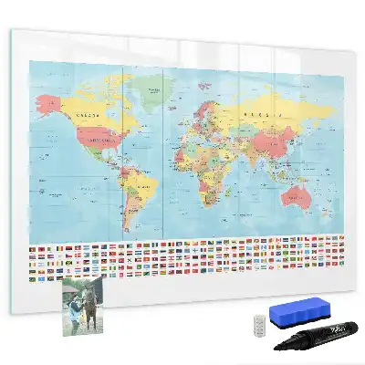 Mappa geografica del mondo lavagna magnetica per scrivere