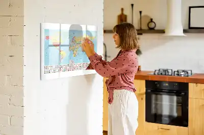 Mappa geografica del mondo lavagna magnetica per scrivere