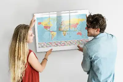 Mappa geografica del mondo lavagna magnetica per scrivere