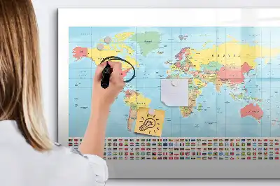 Mappa geografica del mondo lavagna magnetica per scrivere