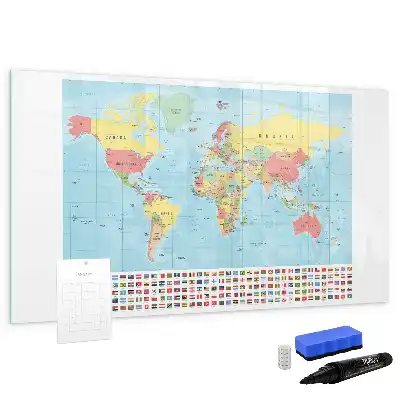 Mappa geografica del mondo lavagna magnetica per scrivere