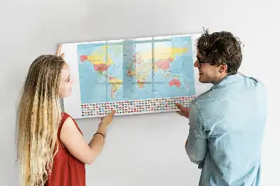 Mappa geografica del mondo lavagna magnetica per scrivere