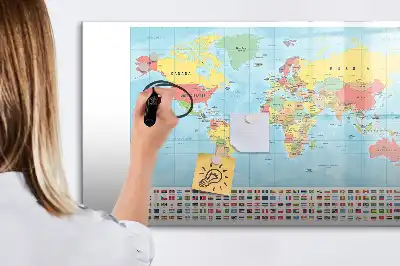 Mappa geografica del mondo lavagna magnetica per scrivere