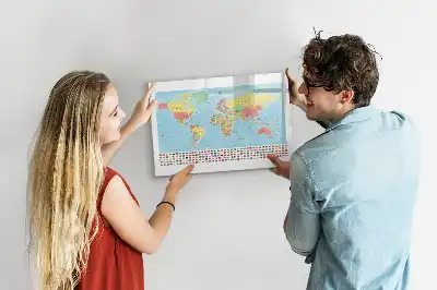 Mappa geografica del mondo lavagna magnetica per scrivere