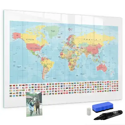 Mappa geografica del mondo lavagna magnetica per scrivere