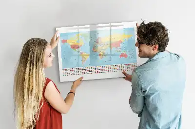 Mappa geografica del mondo lavagna magnetica per scrivere