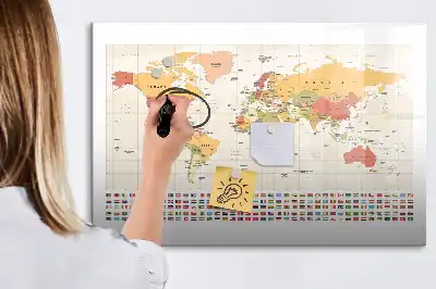 Lavagna magnetica per disegnare a forma di mappa del mondo