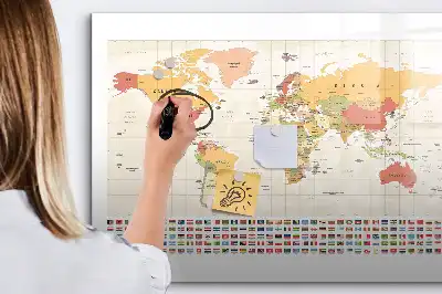 Lavagna magnetica per disegnare a forma di mappa del mondo