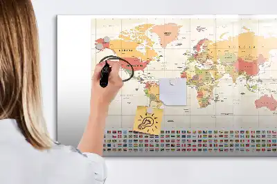 Lavagna magnetica per disegnare a forma di mappa del mondo