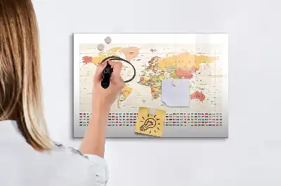 Lavagna magnetica per disegnare a forma di mappa del mondo