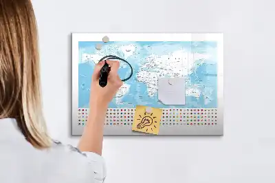 Lavagna magnetica con mappe dei continenti