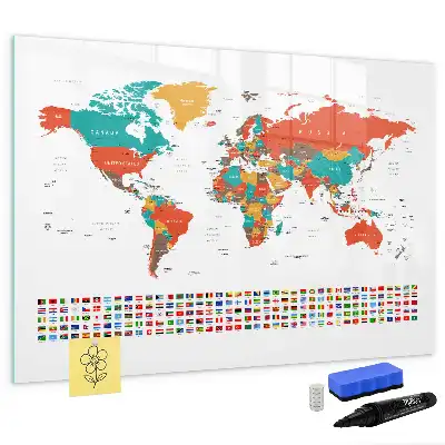 Lavagna magnetica per disegnare con mappa del mondo colorata