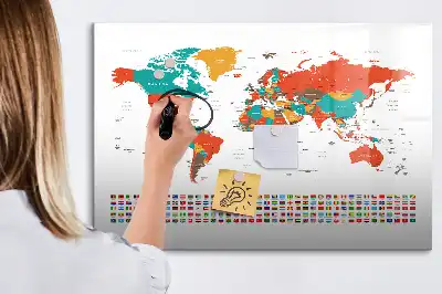 Lavagna magnetica per disegnare con mappa del mondo colorata