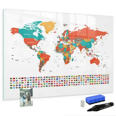 Lavagna magnetica per disegnare con mappa del mondo colorata