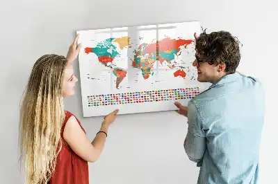Lavagna magnetica per disegnare con mappa del mondo colorata