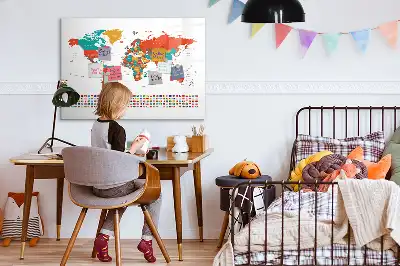 Lavagna magnetica per disegnare con mappa del mondo colorata