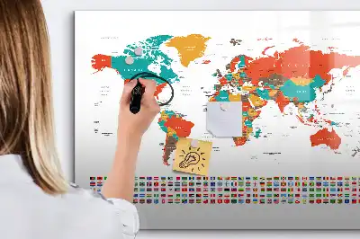 Lavagna magnetica per disegnare con mappa del mondo colorata