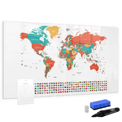 Lavagna magnetica per disegnare con mappa del mondo colorata