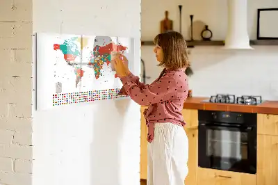 Lavagna magnetica per disegnare con mappa del mondo colorata