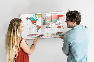Lavagna magnetica per disegnare con mappa del mondo colorata