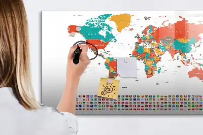 Lavagna magnetica per disegnare con mappa del mondo colorata