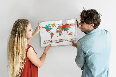 Lavagna magnetica per disegnare con mappa del mondo colorata