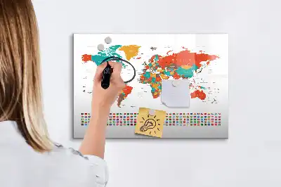 Lavagna magnetica per disegnare con mappa del mondo colorata