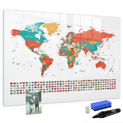 Lavagna magnetica per disegnare con mappa del mondo colorata